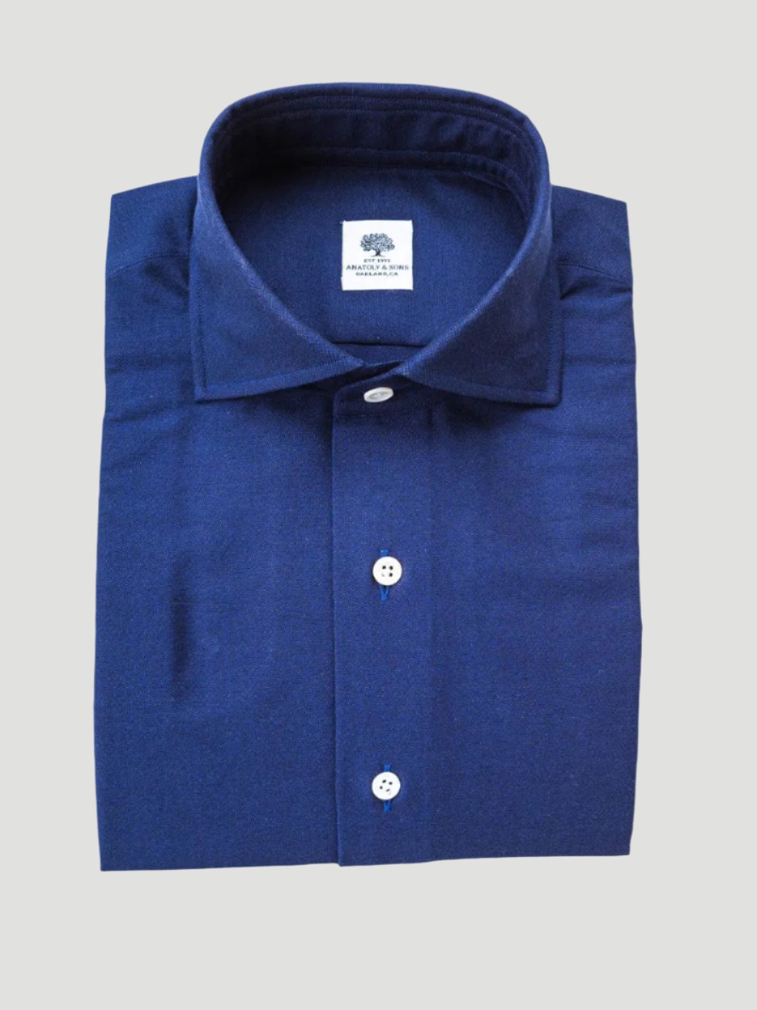 Cotton Oxford Dress Shirt - Navy Blue