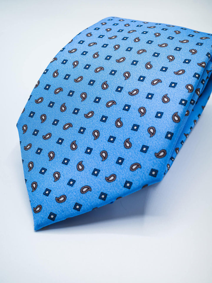 Silk Paisley Tie - Baby Blue