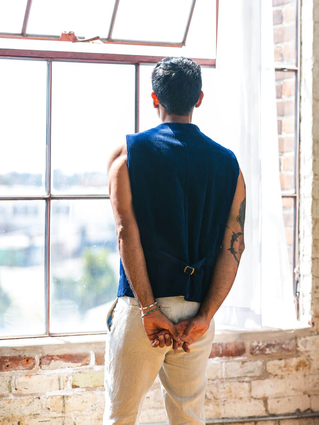 Blue Corduroy Double-Breasted Vest