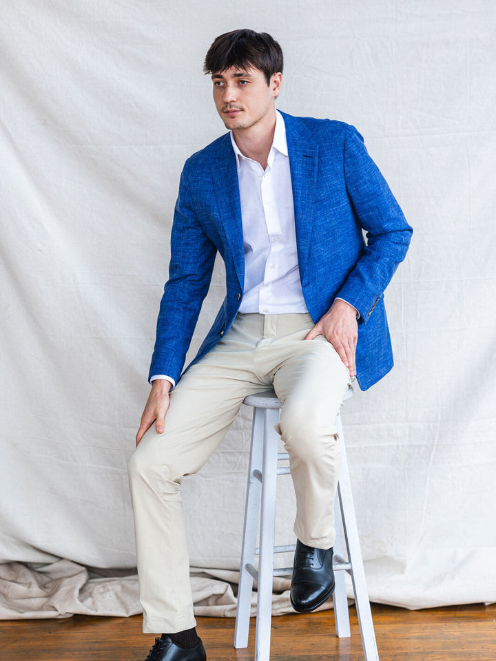 Blue Wool-Silk-Linen Sport Coat