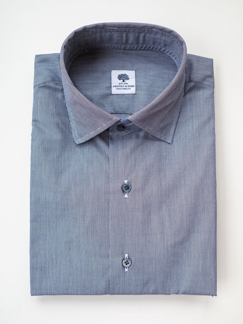 Striped Cotton Dress Shirt - Charcoal