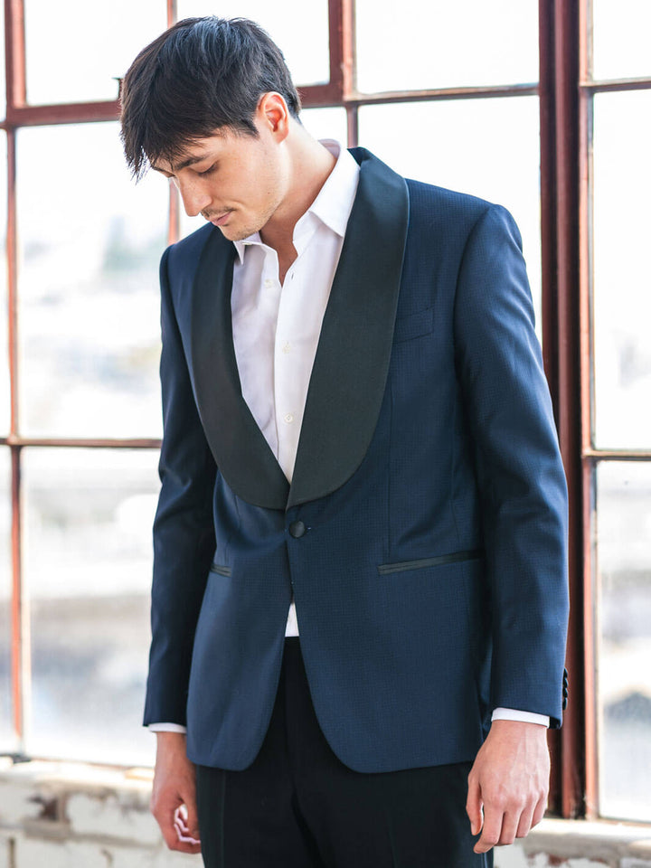 Dark Blue Shawl Tuxedo Jacket