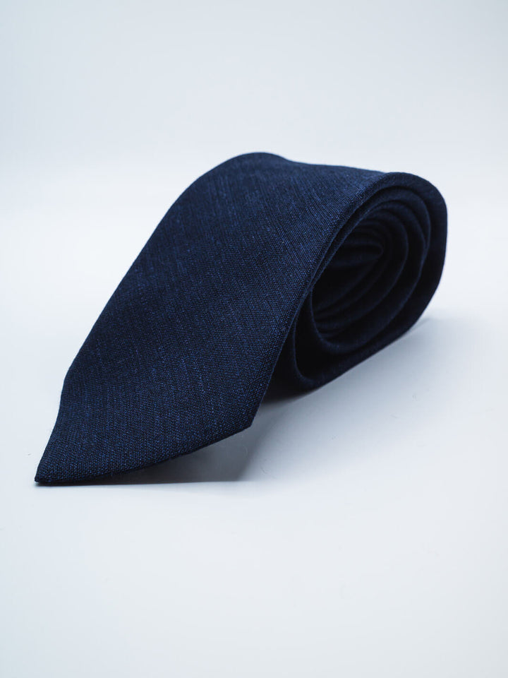 Linen-Wool Tie - Navy