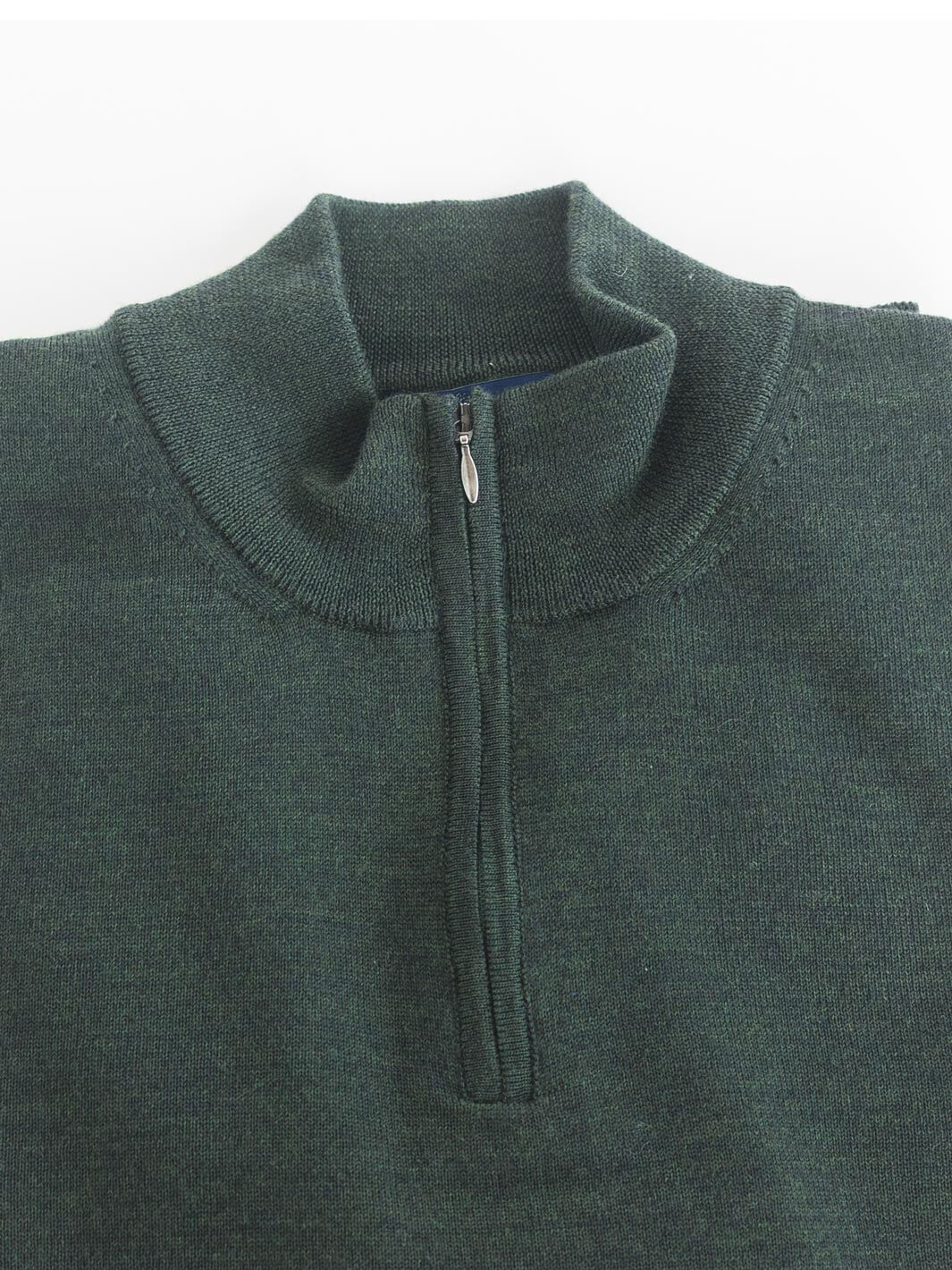 Merino Zip Neck Sweater - Forest Green