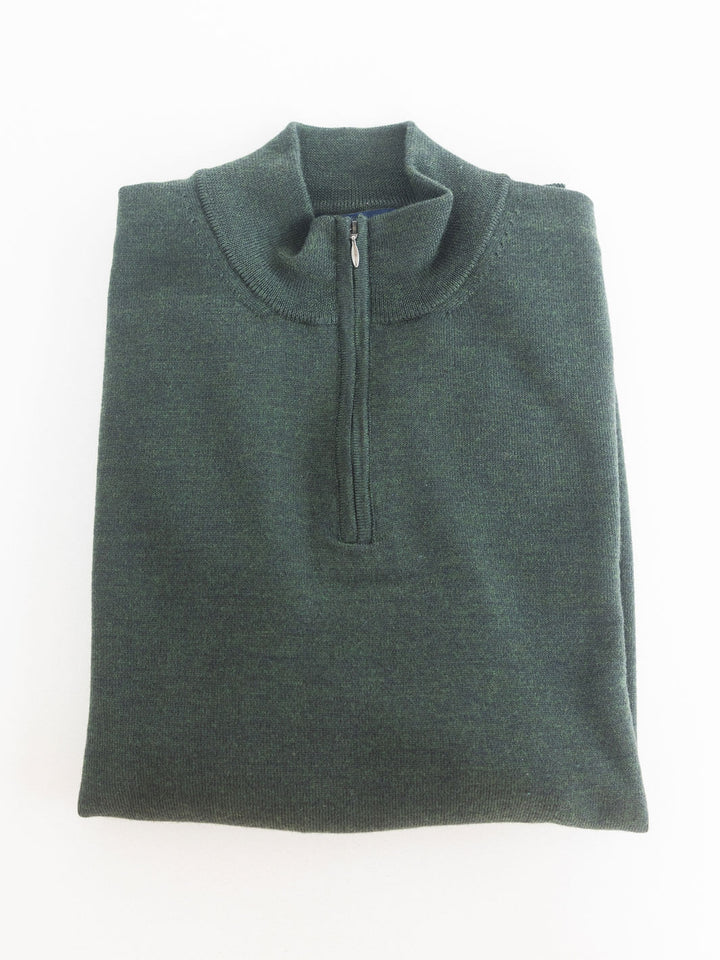 Merino Zip Neck Sweater - Forest Green