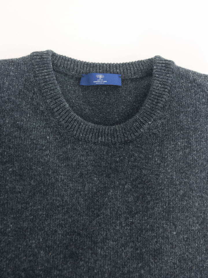 Lambswool Crew Neck Sweater - Charcoal