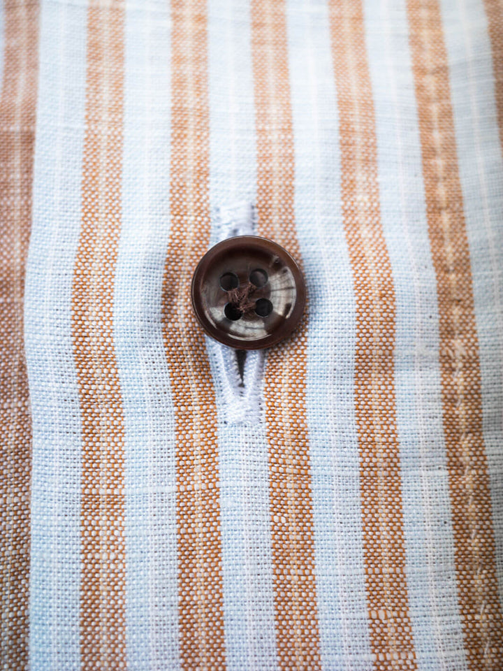 Striped Linen-Cotton Dress Shirt - Orange