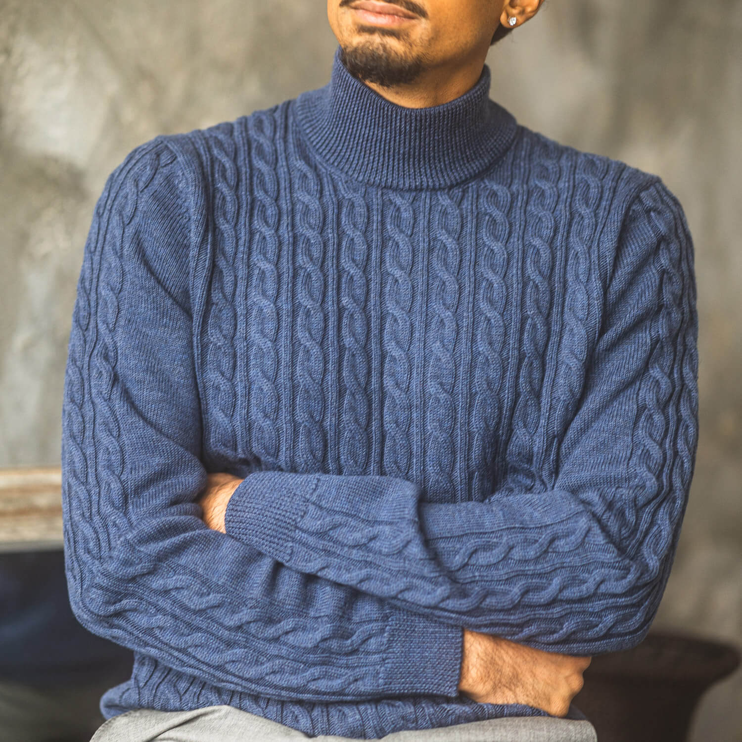 Blue Lupetto Cable Knit Sweater